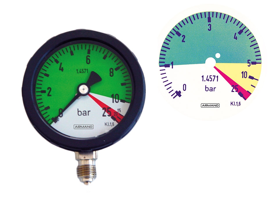 Bourdon tube pressure gauge RKG 63 or 100 ARMANO Messtechnik GmbH
